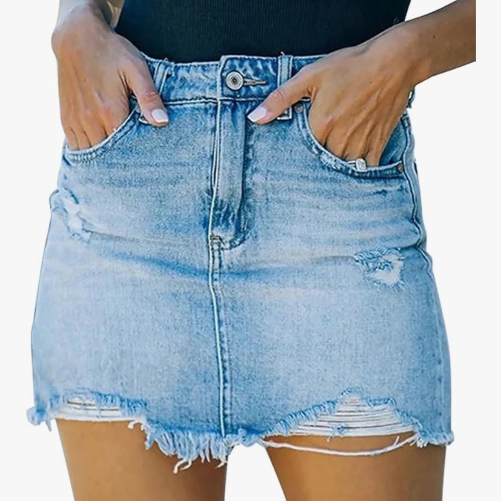 Women’s XL Denim Skirt Distressed Denim Mini Skirt